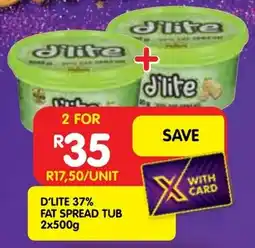 Shoprite D'lite 37% fat spread tub offer