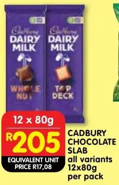 Shoprite Cadbury chocolate slab offer