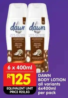 Shoprite Dawn body lotion offer