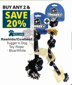 Checkers Rawhide/ Cowhoof Tugger's Dog Toy Rope offer