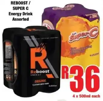 Boxer Reboost/ Super C Energy Drink Assorted offer