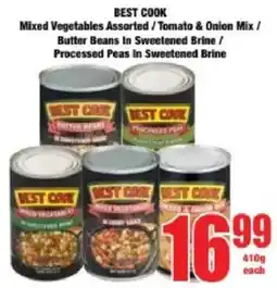 Boxer Best Cook Mixed Vegetables Assorted/ Tomato & Onion Mix/ Butter Beans In Sweetened Brine/ Processed Peas In Sweetened Brine offer