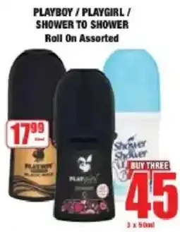 Boxer Playboy/ playgirl/ shower to shower roll on assorted offer