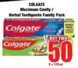 Boxer Colgate Maximum Cavity/ Herbal Toothpaste Family Pack offer
