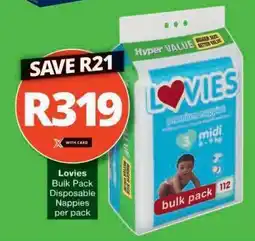 Checkers Lovies Bulk Pack Disposable Nappies offer