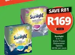 Checkers Sunlight 5-in-1/Extra Power Dishwasher Tablets offer