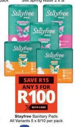 Checkers Stayfree Sanitary Pads offer