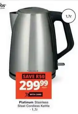 Checkers Platinum Stainless Steel Cordless Kettle offer
