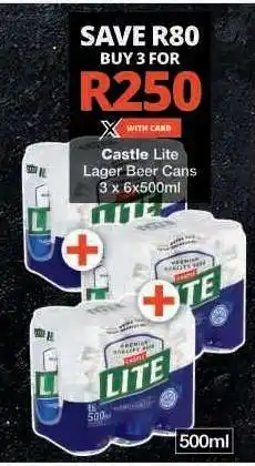 Checkers Castle Lite Lager Beer Cans offer