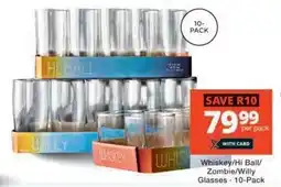 Checkers Whiskey/Hi Ball/Zombie/Willy Glasses - 10-Pack offer