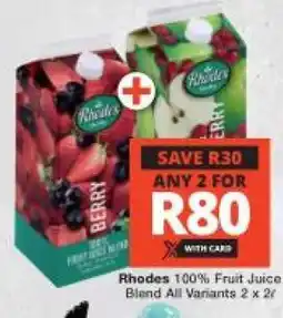 Checkers RHODES 100% FRUIT JUICE BLEND offer