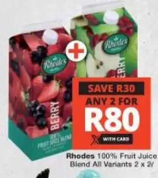 Checkers RHODES 100% FRUIT JUICE BLEND offer