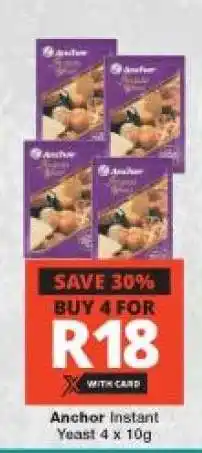 Checkers Anchor Instant Yeast 4 x 10g offer