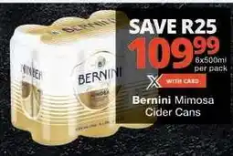 Checkers Bernini Mimosa Cider Cans offer