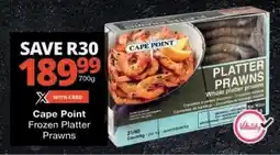 Checkers Cape Point Frozen Platter Prawns offer