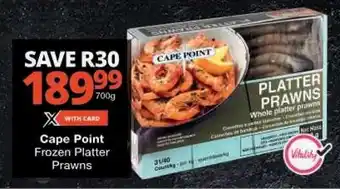 Checkers Cape Point Frozen Platter Prawns offer