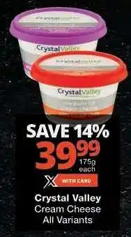 Checkers Crystal Valley Cream Cheese offer
