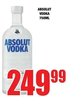 Boxer ABSOLUT VODKA 750ML offer