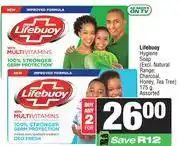 Spar Lifebuoy Hygiene Soap Assorted (Excl Natural Range: Charcoal, Honey, Tea Tree)-For Any 2 x 175g offer