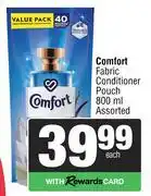 Spar Comfort Fabric Conditioner Pouch Assorted-800ml offer