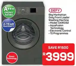 Pick n Pay Hypermarket DEFY 6kg Manhattan Grey Front Loader Washing Machine offer