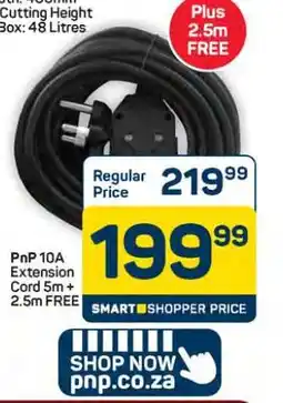 Pick n Pay Hypermarket PnP 10A Extension Cord 5m + 2.5m FREE offer