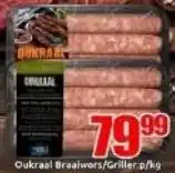Three Star Cash and Carry Oukraal Braaiwors/ Griller offer