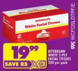 Shoprite Ritebrand white 2-ply facial tissues offer