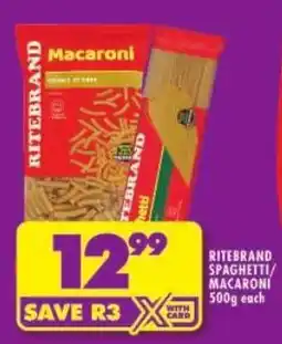 Shoprite Ritebrand spaghetti/ macaroni offer