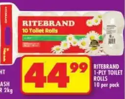 Shoprite Ritebrand 1-ply toilet rolls offer