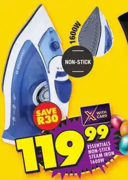 Shoprite Essentials non-stick steam iron 1600w offer