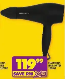 Shoprite Essentials hair dryer 1200w offer