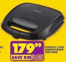 Shoprite Essentials 2-slice sandwich maker offer