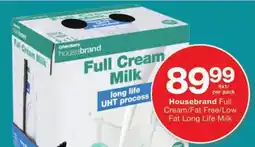 Checkers Housebrand Full Cream/ Fat Free/ Low Fat Long Life Milk offer