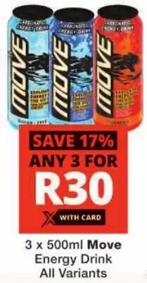 Checkers Move Energy Drink All Variants offer