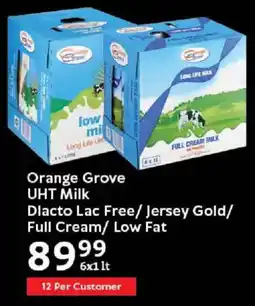 Oxford Freshmarket Orange Grove UHT Milk Dlacto Lac Free/ Jersey Gold/ Full Cream/ Low Fat offer