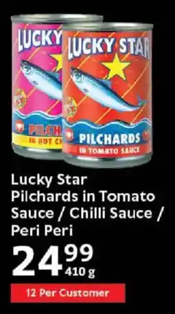 Oxford Freshmarket Lucky Star Pilchards in Tomato Sauce/ Chilli Sauce/ Peri Peri offer