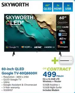 Incredible Connection Skyworth 60-inch QLED Google TV offer