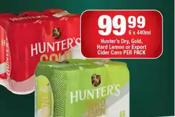 OK Liquor Hunter's Dry, Gold, Hard Lemon or Export Cider Cans offer