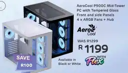 Computer Mania AeroCool P500C Mid-Tower PC with Tempered Glass Front and side Panels 4 x ARGB Fans + Hub offer