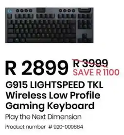 Computer Mania Logitech G915 Lightspeed TKL Wireless Low Profile Gaming Keyboard offer