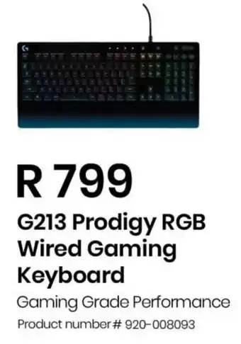 Computer Mania Logitech G213 Prodigy RGB Wired Gaming Keyboard offer