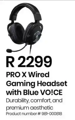 Computer Mania Logitech Pro X Wired Gaming Headset with Blue VO!CE offer