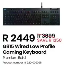 Computer Mania Logitech G815 Wired Low Profile Gaming Keyboard offer