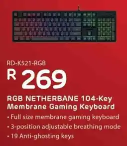 Computer Mania Redragon RGB Netherbane 104-Key Membrane Gaming Keyboard offer