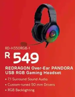 Computer Mania Redragon Over-Ear Pandora USB RGB Gaming Headset offer
