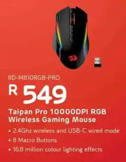 Computer Mania Redragon Taipan Pro 10000DPI RGB Wireless Gaming Mouse offer