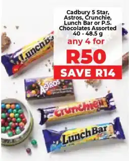 Food Lover's Market Cadbury 5 Star, Astros, Crunchie, Lunch Bar or P.S. Chocolates Assorted offer