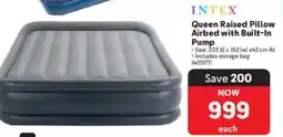 Makro Intex Queen Raised Pillow Airbed with Built-In Pump offer