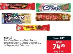 Makro Nestlé Bar-One Giant, Giant Tex, Smarties Giant, Rolo Original, or Peppermint Crisp offer